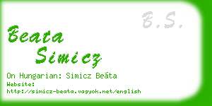 beata simicz business card